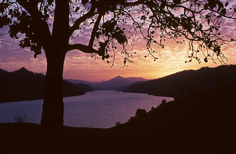 Sonnenaufgang ber den Satpura-Bergen, Madhya Pradesh - Narmada-Fluss 05