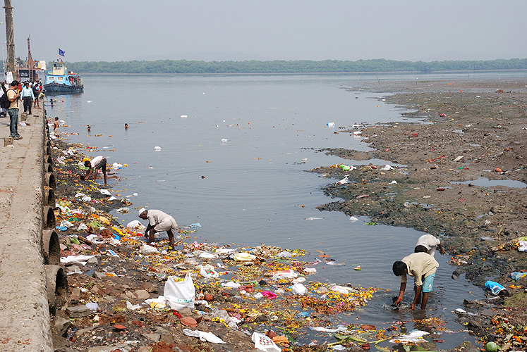  Mllsammler an einer Flussmndung nahe Mumbai