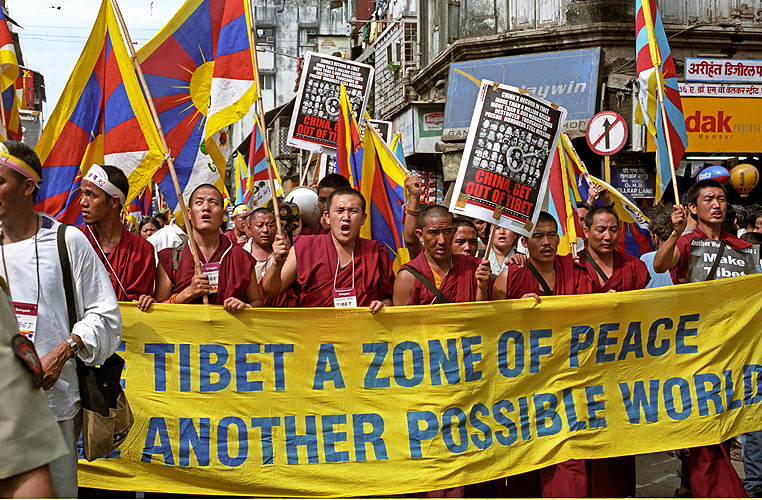 Demo Freiheit fr Tibet whrend World Social Forum, Mumbai